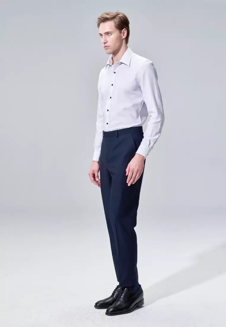 Light Gray Checkered Pattern Slim Fit Shirt