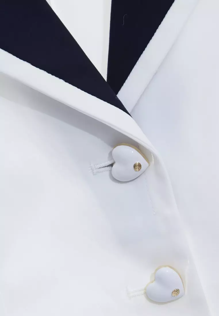 White Blazer With Contrast Navy Detail