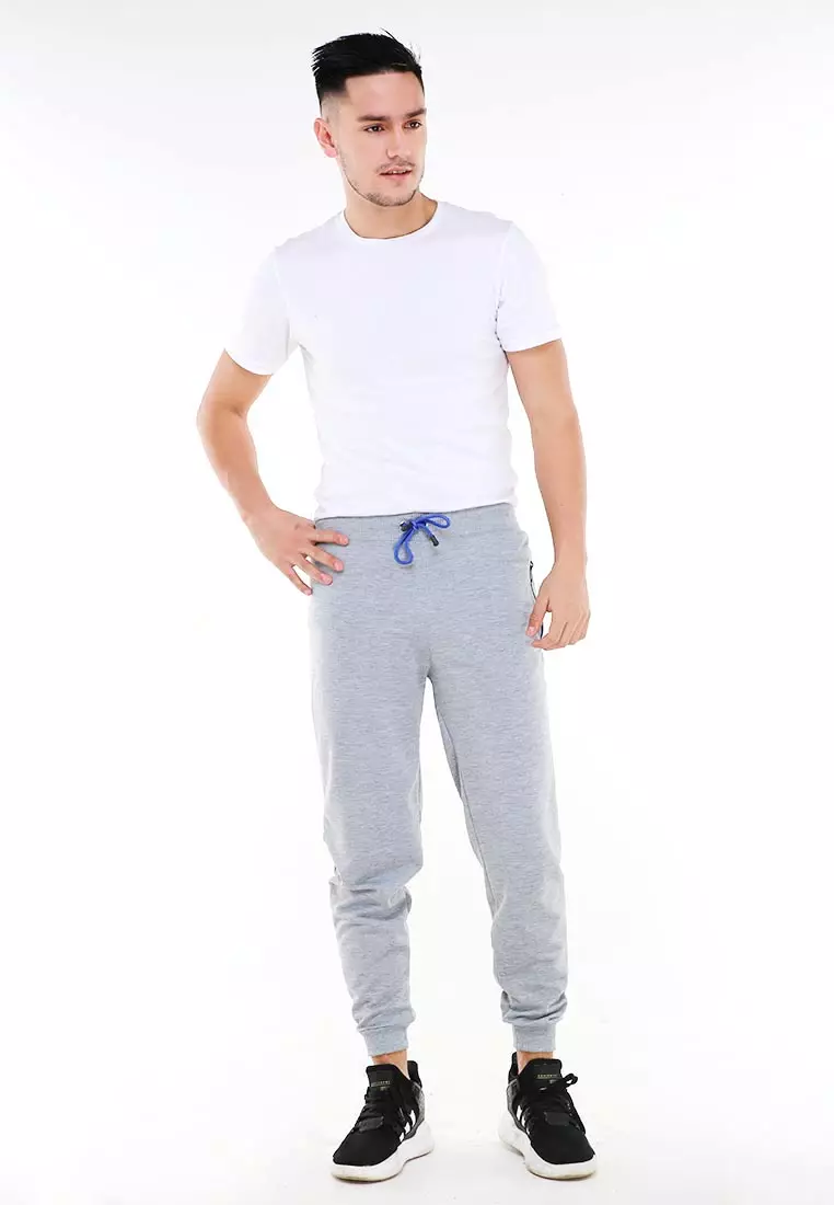 Locko Celana Panjang Jogger Pria Plain Sporty Casual Long Pants Material Babyterry ORIGINAL - Light Gray
