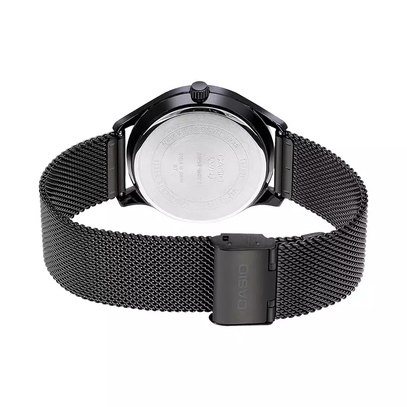 Jam Tangan Pria Casio General MTP-E710MB-1AVDF Enticer Men Black Dial Black Mesh Band