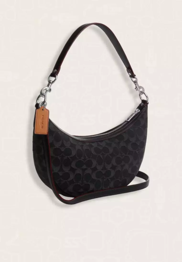 Coach Aria Shoulder Bag In Signature Denim Black