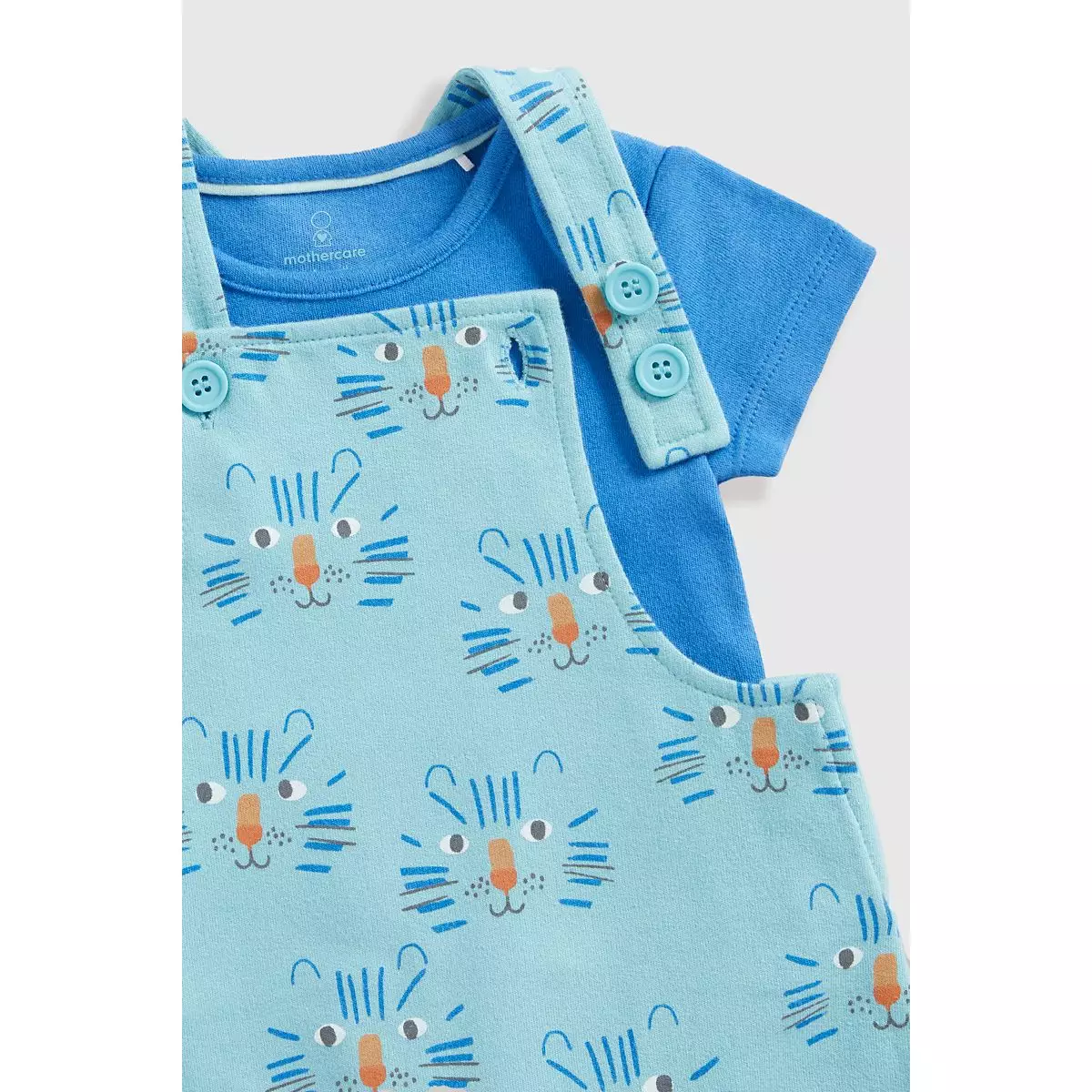 Mothercare Tiger Bibshorts and Bodysuit Set - Set Baju Bayi Laki (Biru)