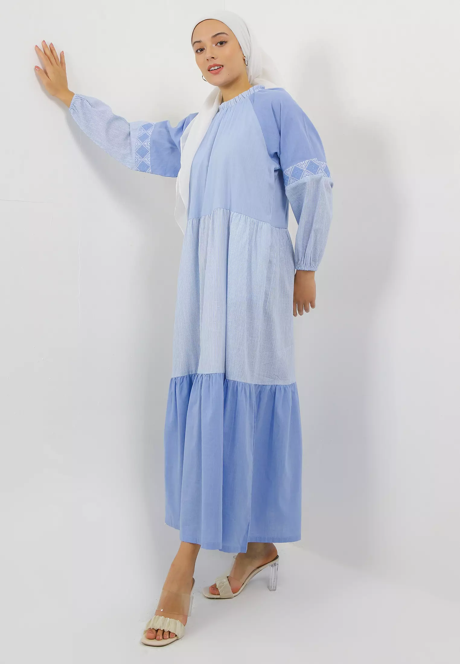 MFMW Alix Dress Gamis Biru Motif Salur