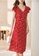 OUNIXUE red Retro Romantic V-Neck Floral Dress 23250AA151A145GS_3