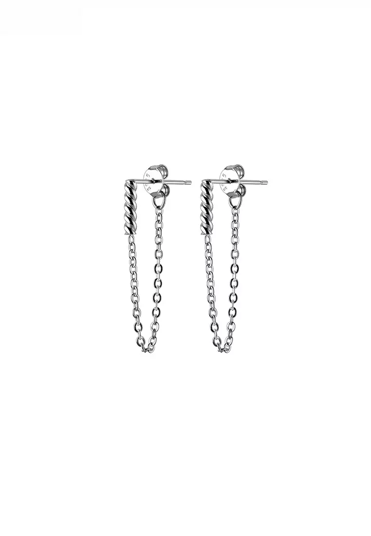 Chain earrings silver sale