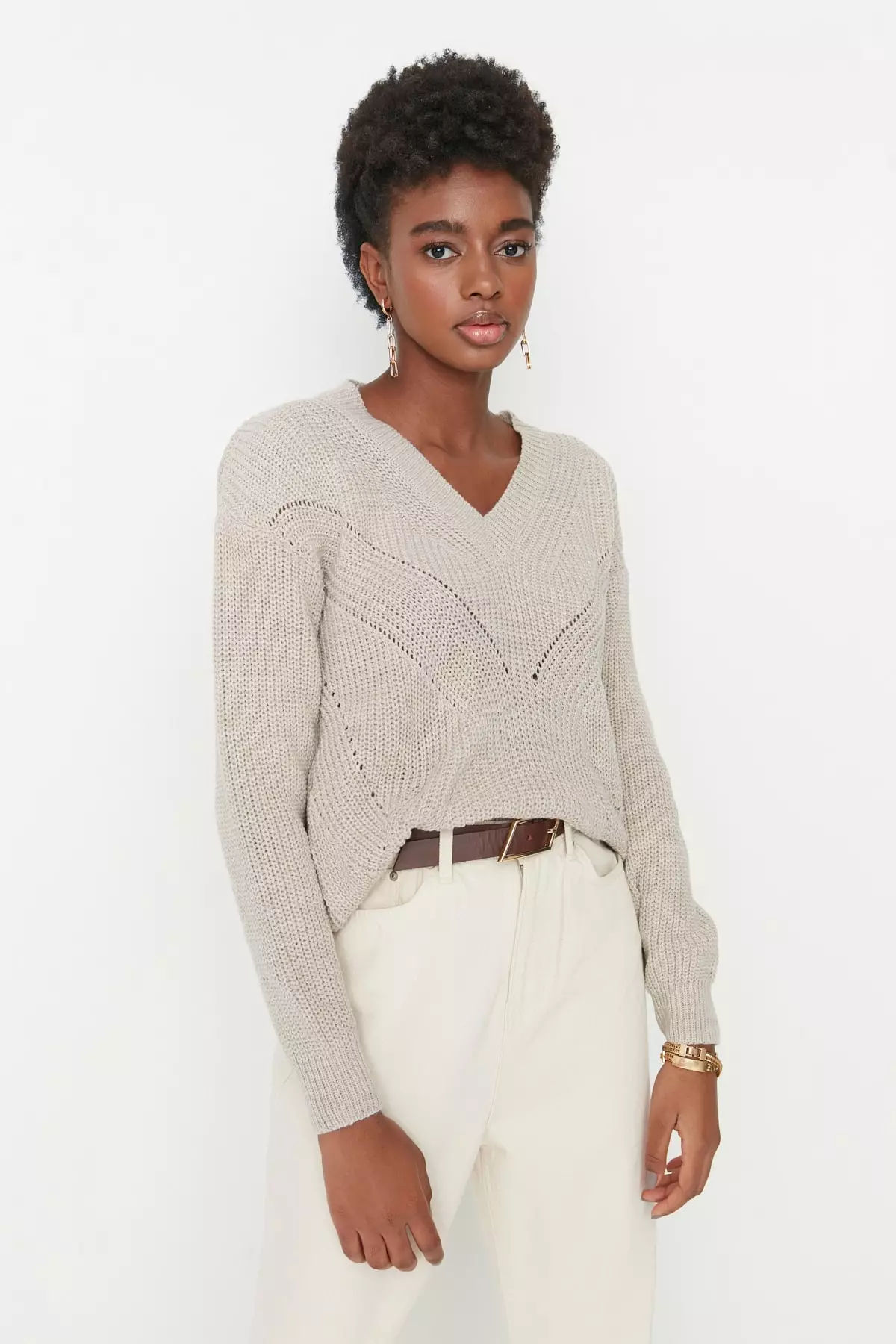 V-Neck Knit Sweater