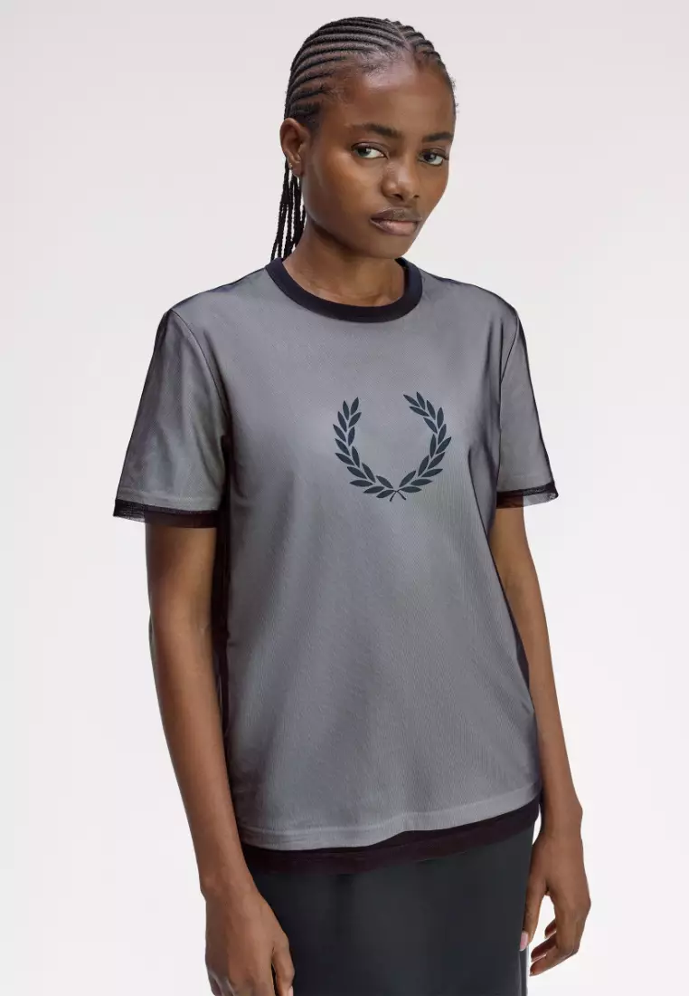 Fred Perry G1170 Mesh Overlay T-Shirt (Navy)