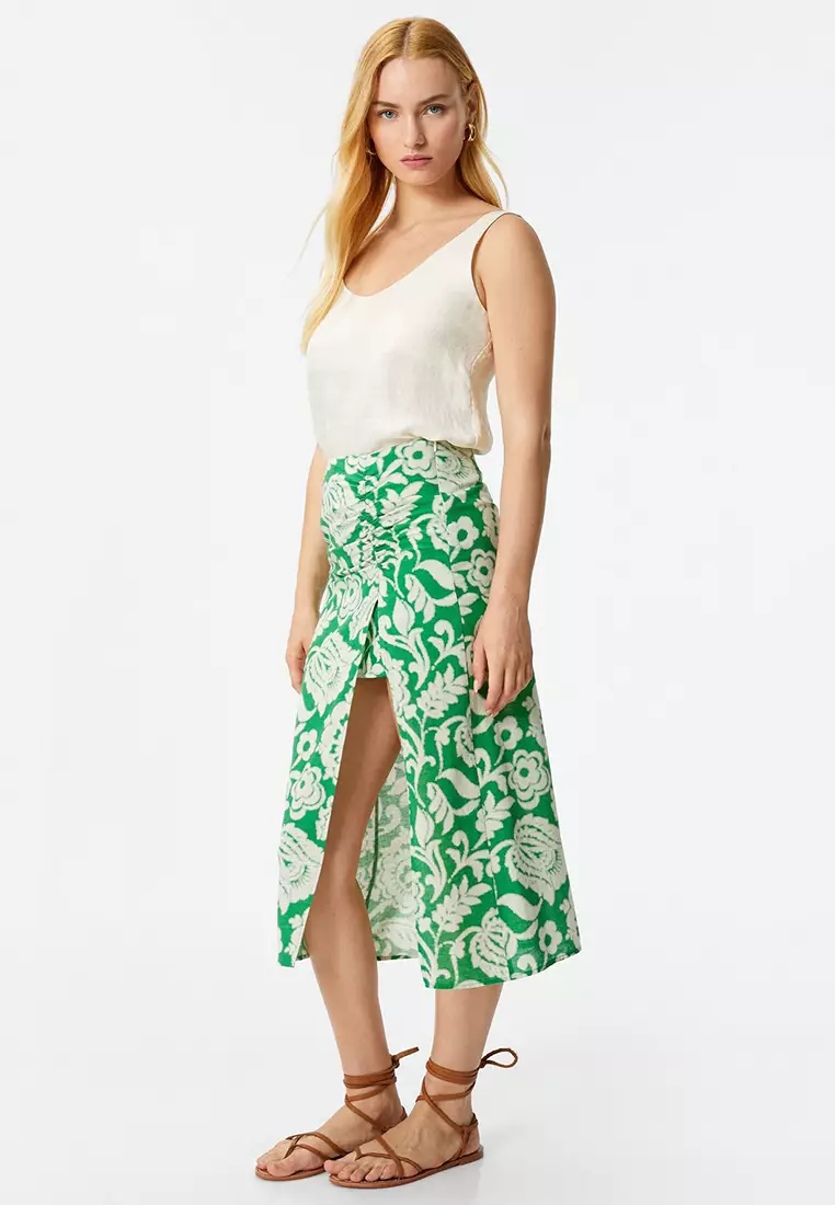 Koton Damen Cotton Gimped Slit Maxi Rock – Aus 100% Baumwolle, Mit Seitlichem Schlitz, Größe 36