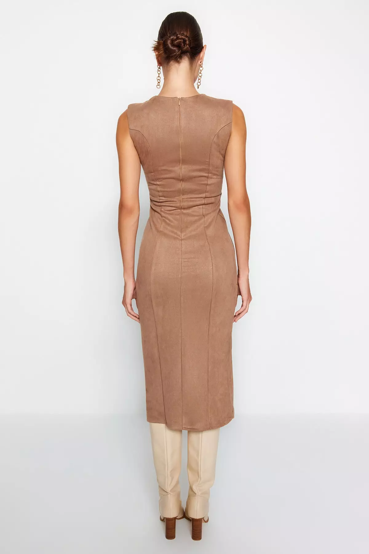 Faux Suede Midi Dress