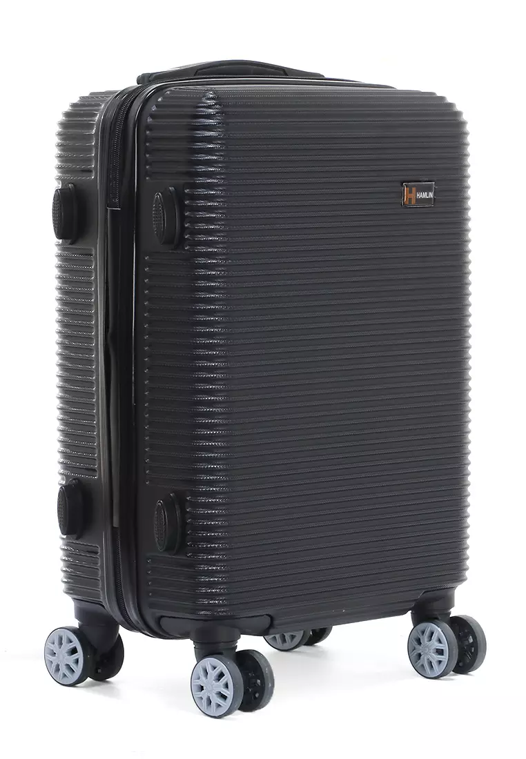 Lemno Koper Suitcase Full Line Motive Size 24 Inch Tas Travel Wheel Luggage Bag Material Fiber 803 ORIGINAL - Black