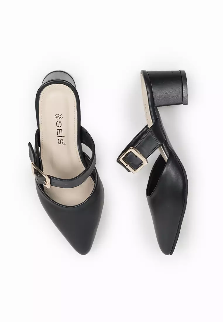 SEIS Cloe Mules Wanita Heels 5 cm - BLACK