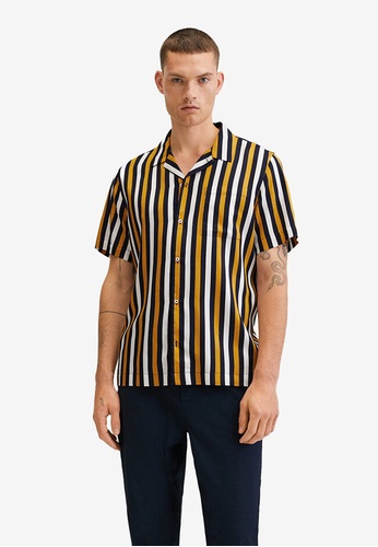 MANGO Man blue Striped Flowy Shirt 3A87AAAB4BF0C9GS_1