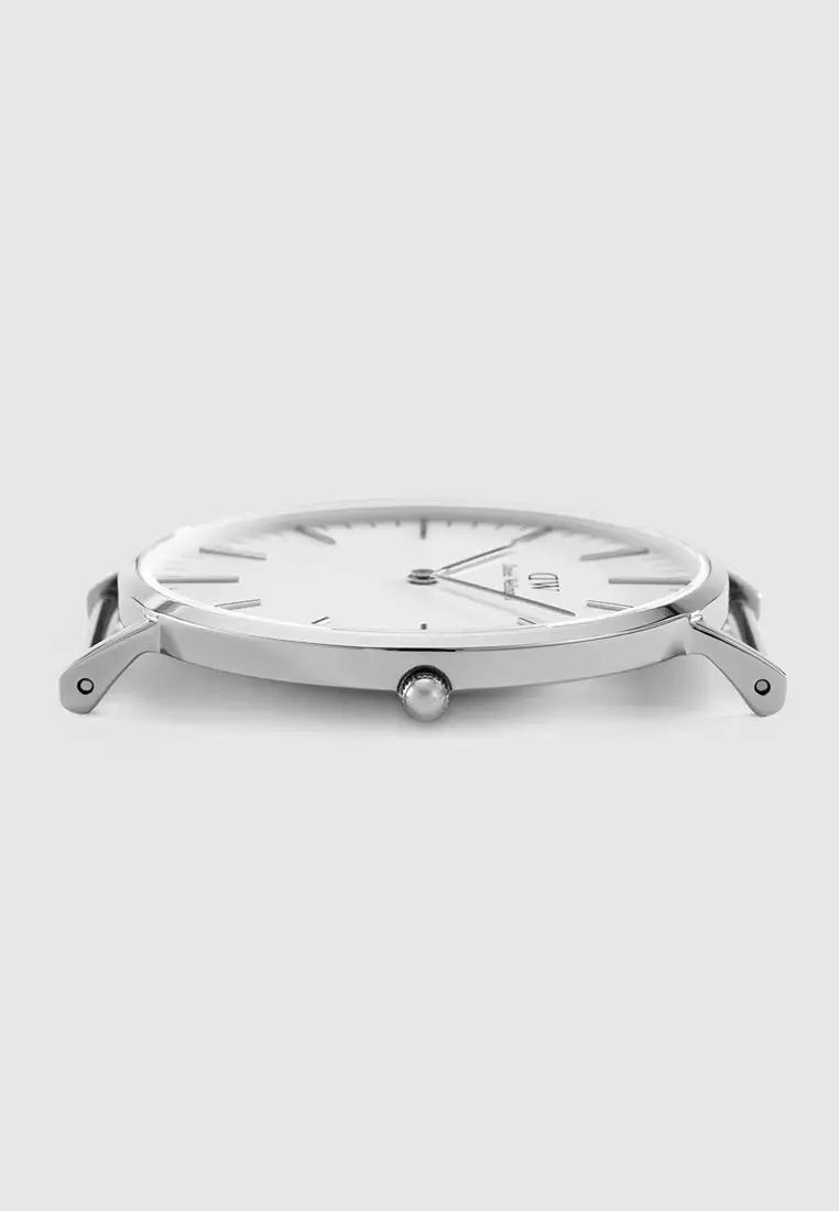 Classic Sheffield 40mm Watch White dial Leather strap Sliver jam tangan lelaki Watch for men DW