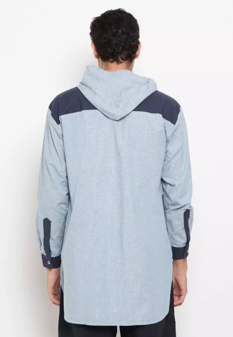 Zayidan Baju Koko Gamis Muslim Pria Zubair Hoodie - Bluesky