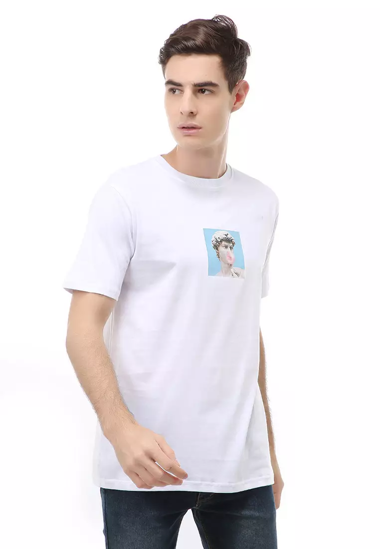 Jack T-Shirt Atasan Kasual Kaos Pria Patung Parody Lengan Pendek Material Cotton ORIGINAL - White