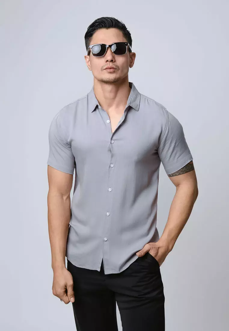 Viscose Light Grey Casual Shirt SS