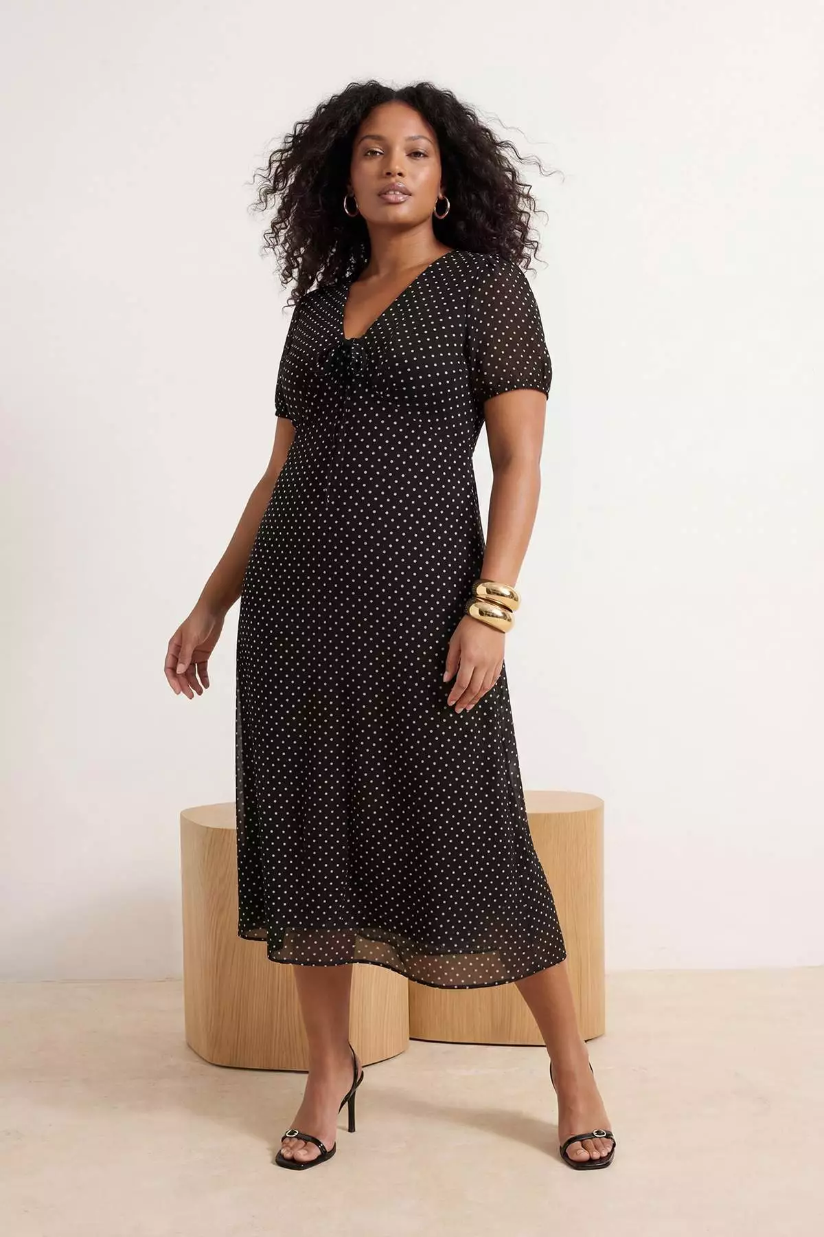 Black Chiffon Woven Plus Size Dress Tbbss26Ah00169
