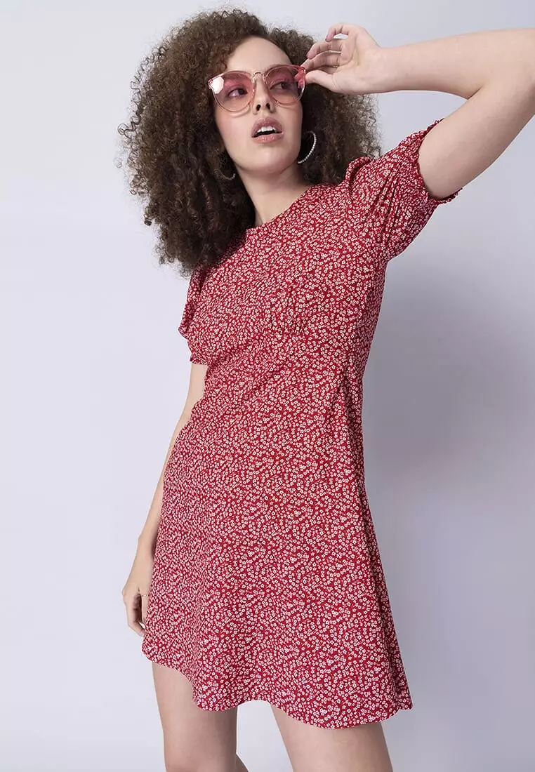 Buy FabAlley Red Floral Skater Dress Online ZALORA Malaysia
