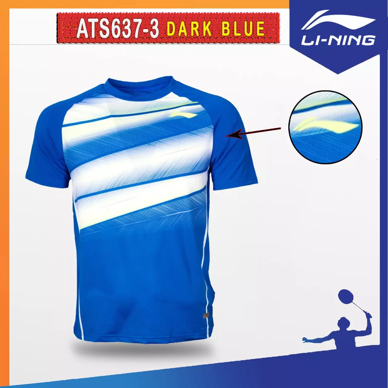 KAOS / JERSEY BADMINTON LINING ATSR637-1 / ATSR 637-1 ORIGINAL-DARK BLUE