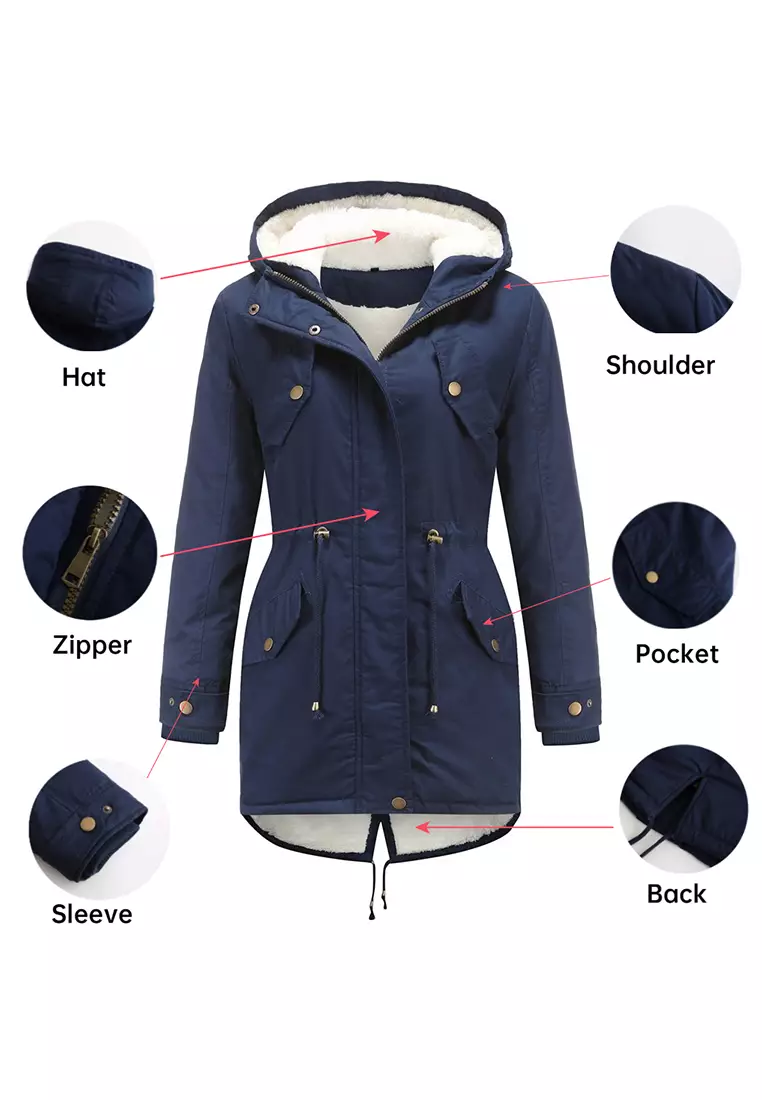 Fleece-lined Hooded Cotton Coat AD-D337