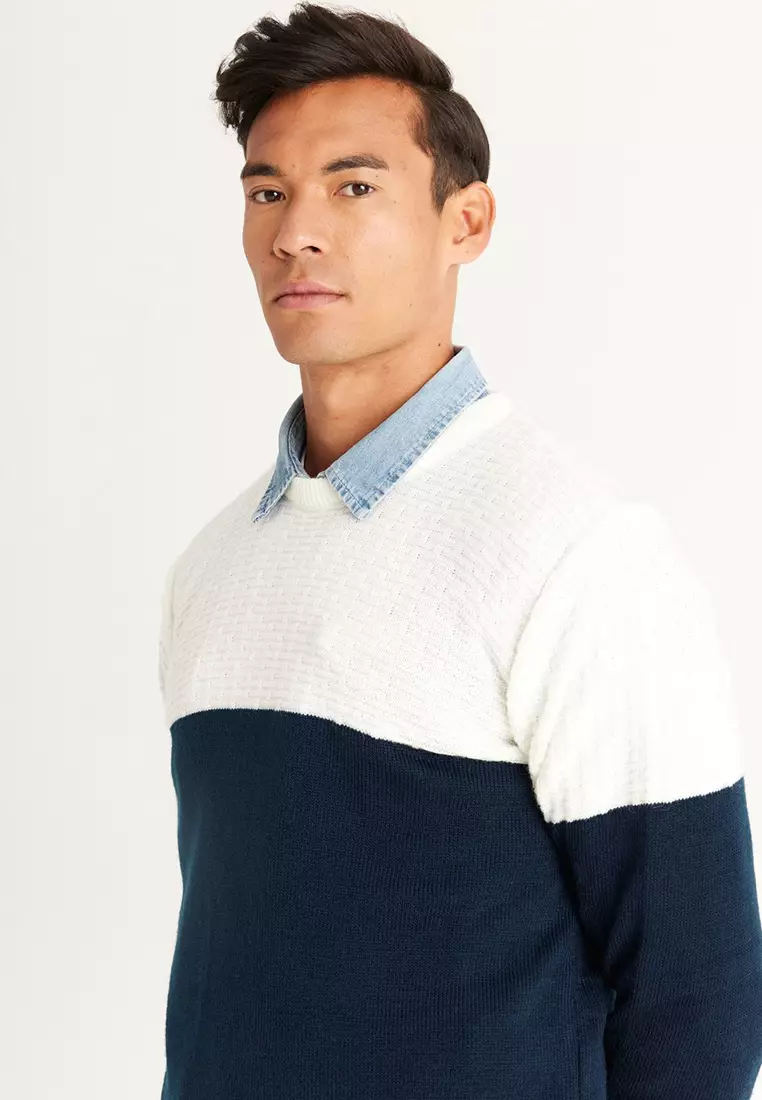 Crew Neck Patterned Knitwear Sweater