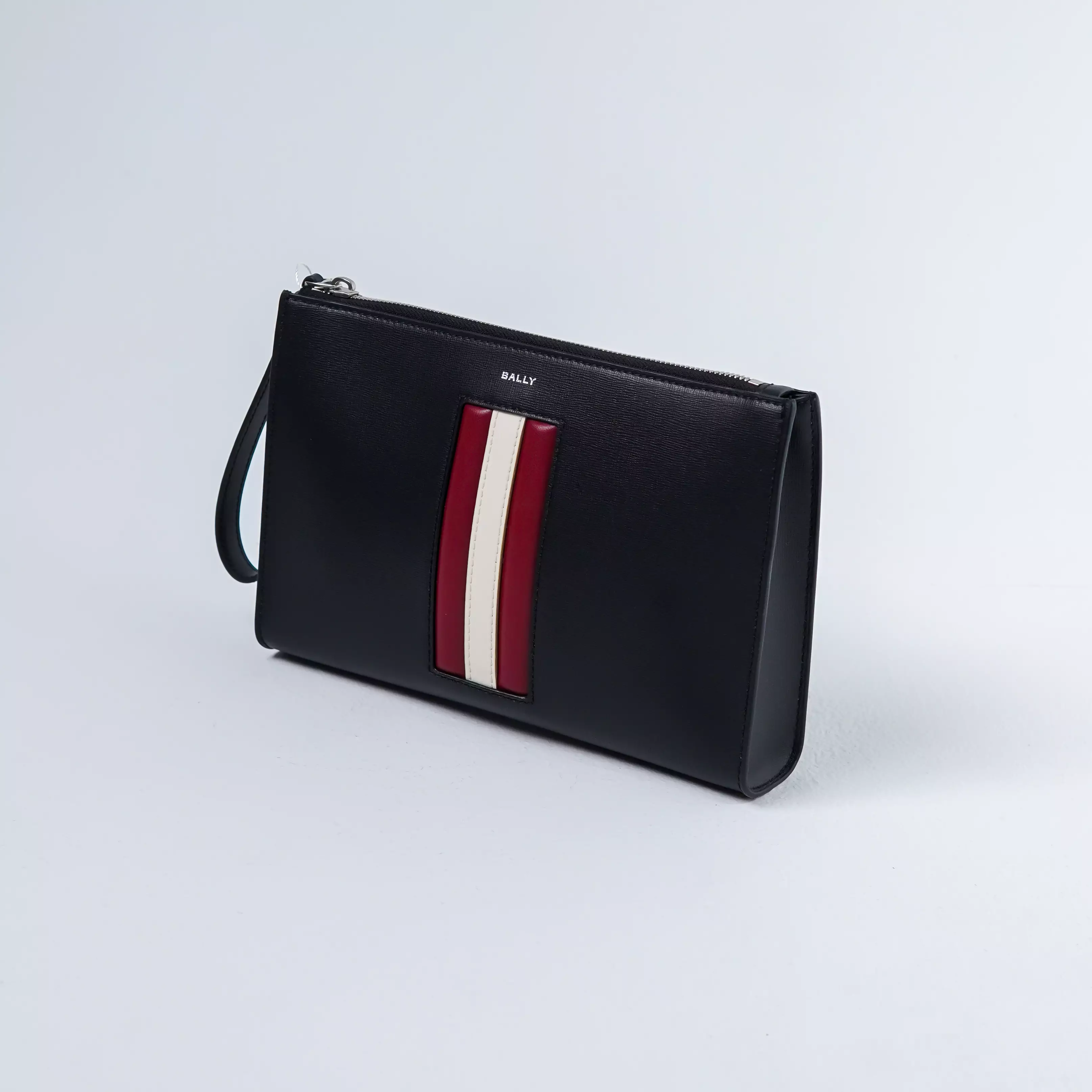 Tas Bally Men Clutch Bag Bally Tas BALLY STRIPE WHITE NAVY POUCH