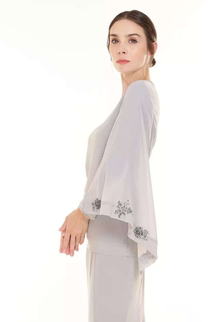 Melody Kurung Modern in Silver Grey