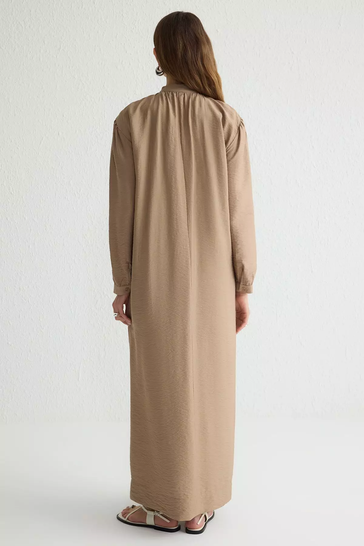 Embroidered Front Zippered Woven Kaftan Dress