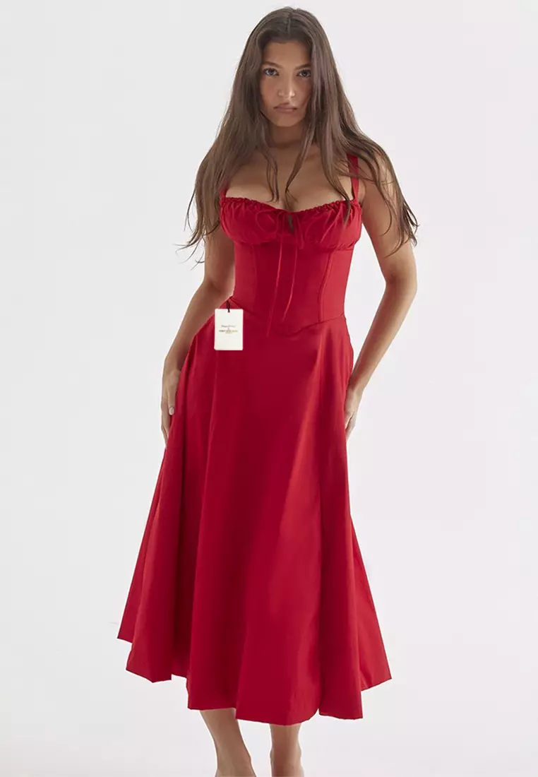 Backless Slim Suspender Slit Dress LBH-D1313