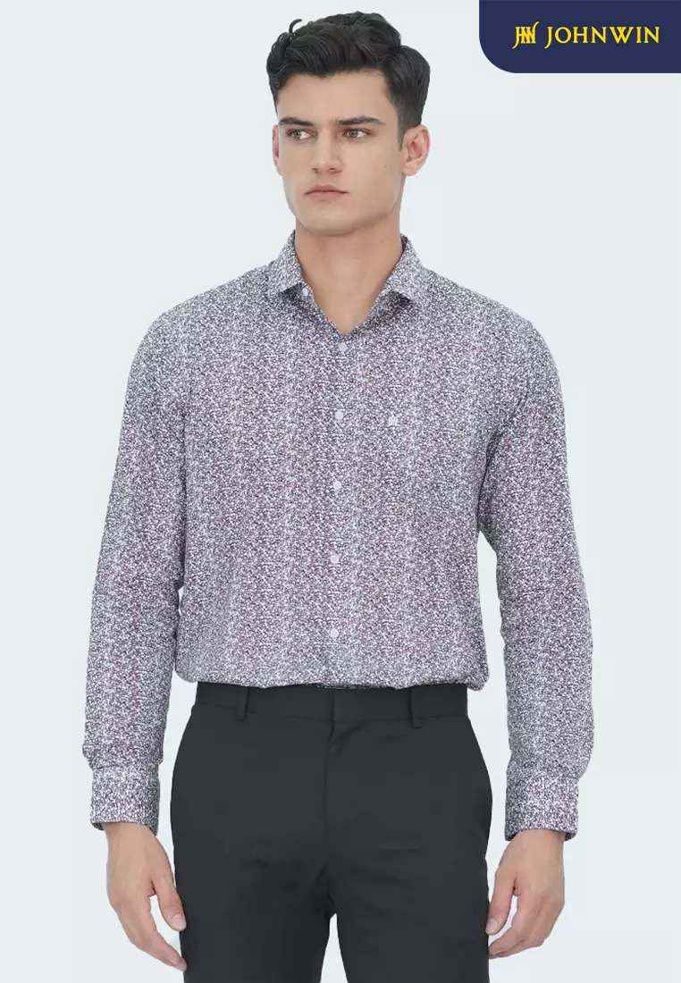 Johnwin - Kemeja Formal - Full Motif - Single Pocket - Regular Fit - Multi Color - FSH.650.K251.1002.C-L/S