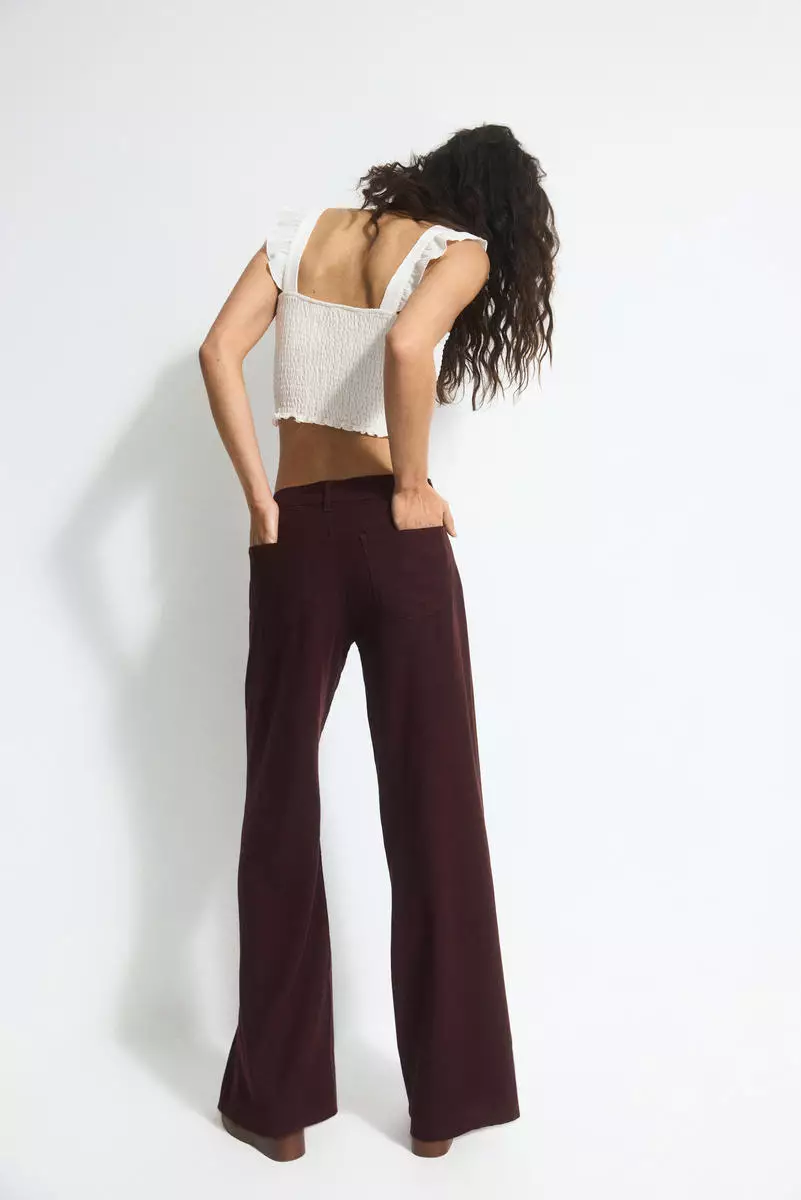 Wide linen-blend trousers