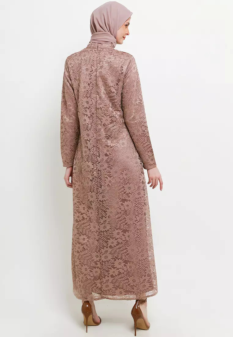 Ashia Lace Maxi Dress In Beige
