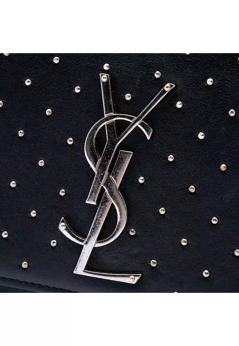 Pre-Loved Saint Laurent Medium Studded Calfskin Monogram Kate Crossbody