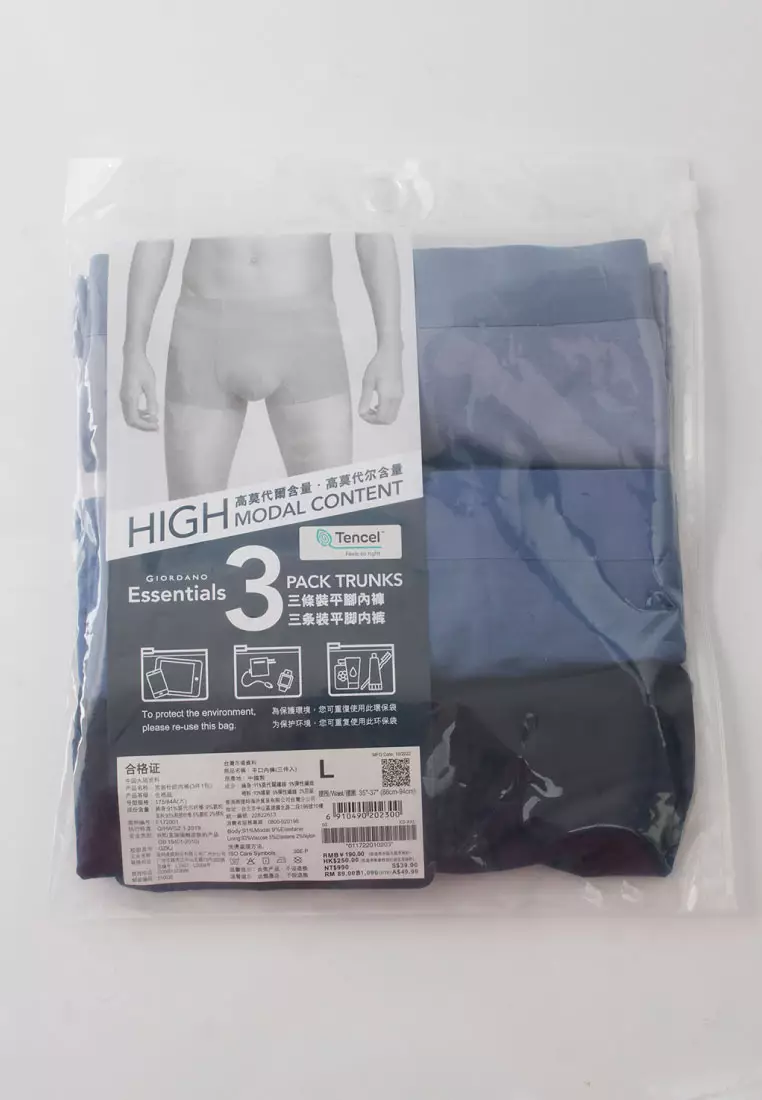 Buy GIORDANO Men's Modal Spandex 3-Pack Trunks 01172201 Online