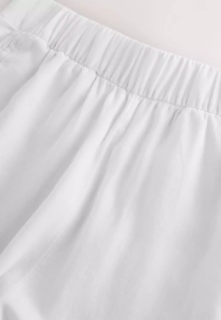 Linen Blend Wide Leg Trousers