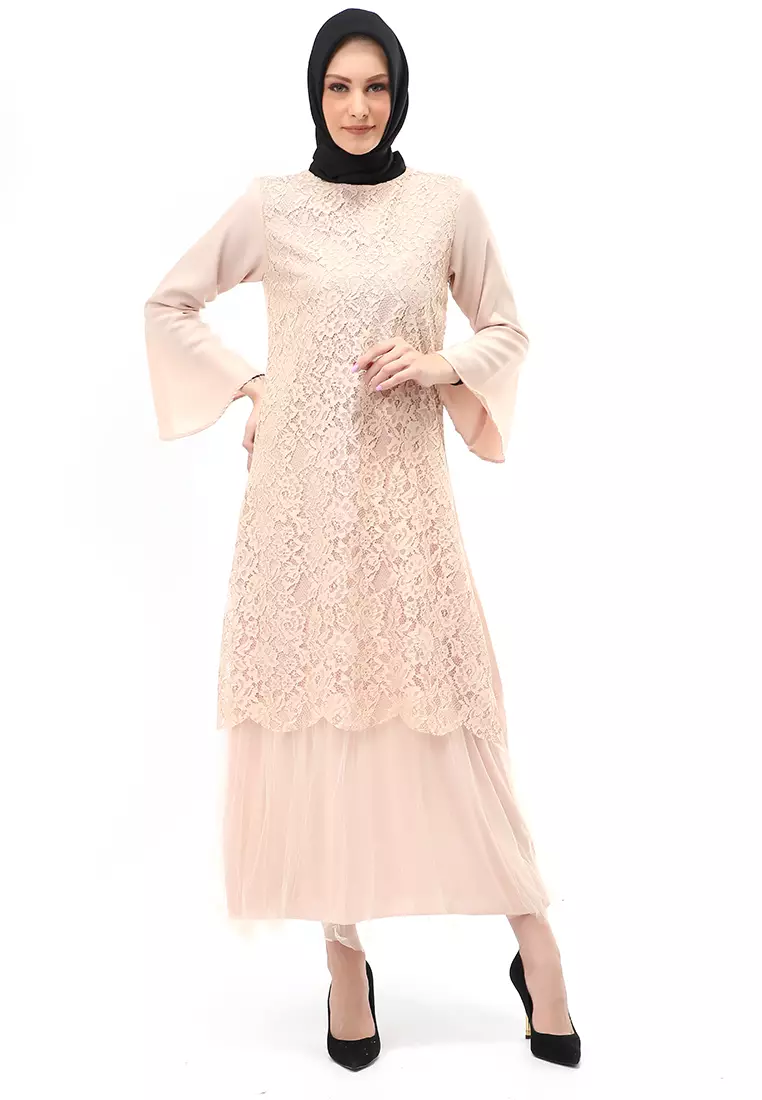Regita Gamis Brukat Muslimah Wanita Long Dress Regular Fit - Coksu