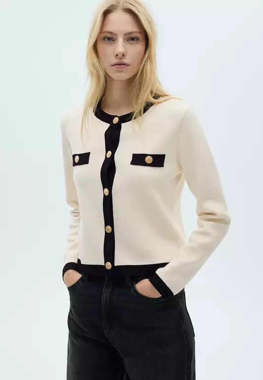 Knitted Jacket With Jewel Buttons