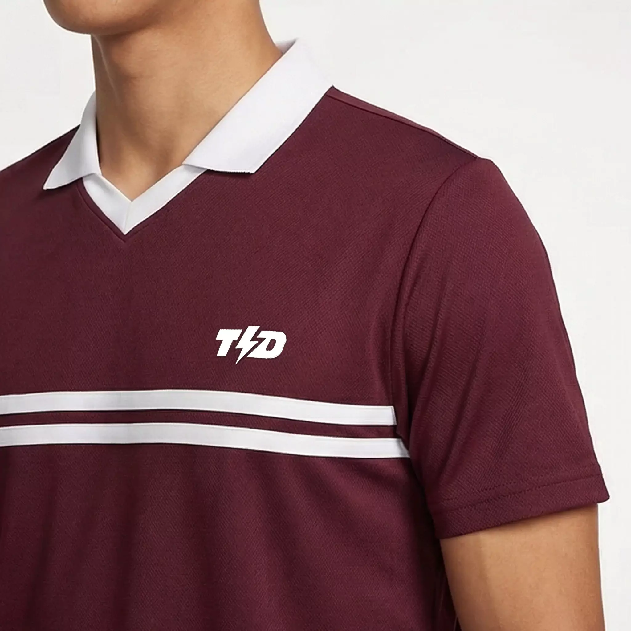 TDACTIVE Jersey Padel Pria Polo Kaos BreatheLite "maroon putih" MSB50