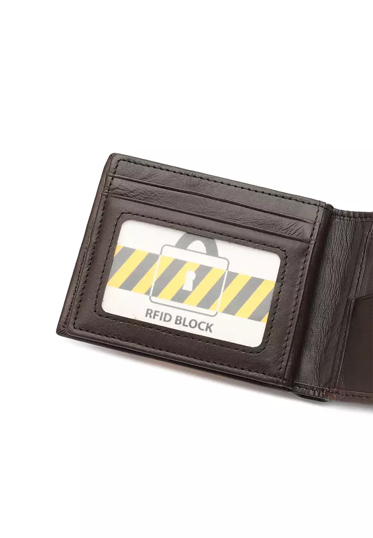 Men's RFID Bi Fold Genuine Leather Short Wallet
