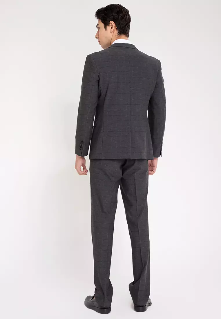 Slim Suit Jacket with Expandable Waist Trousers