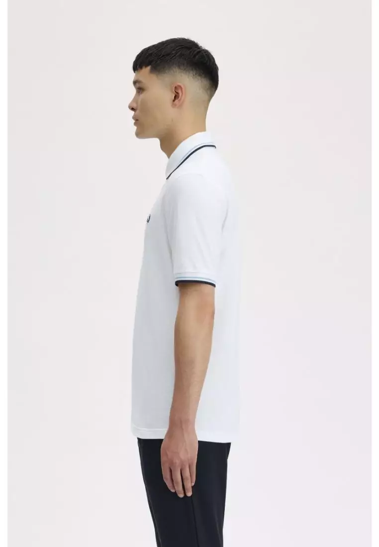 Fred Perry M12 Twin Tipped Fred Perry Shirt (White / Ice / Navy)
