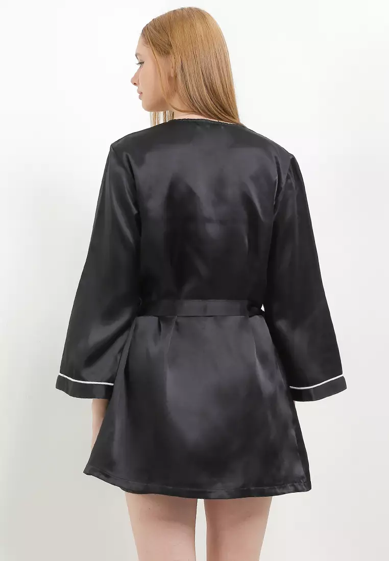 Piyama Pyjama Baju Tidur Satin Silk Couple Mens Kimono Sexy Seksi Dress Sleepwear