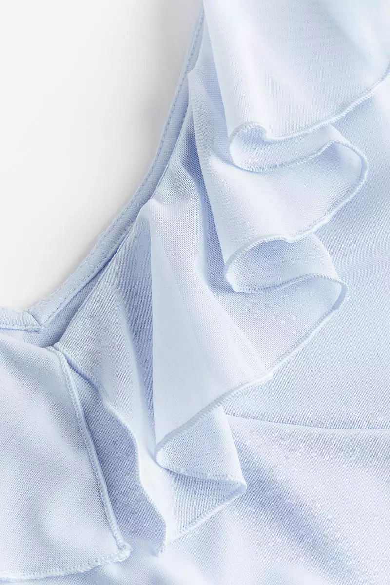 Flounce-trimmed mesh dress