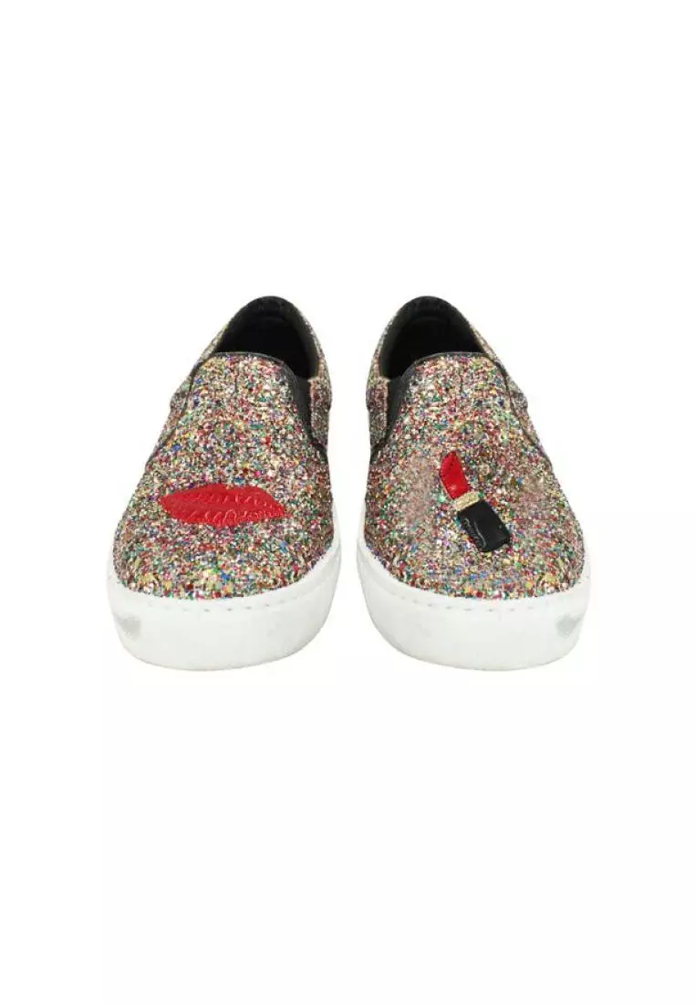 Pre Loved CONTEMPORARY DESIGNER Glitter Slip On Sneakers