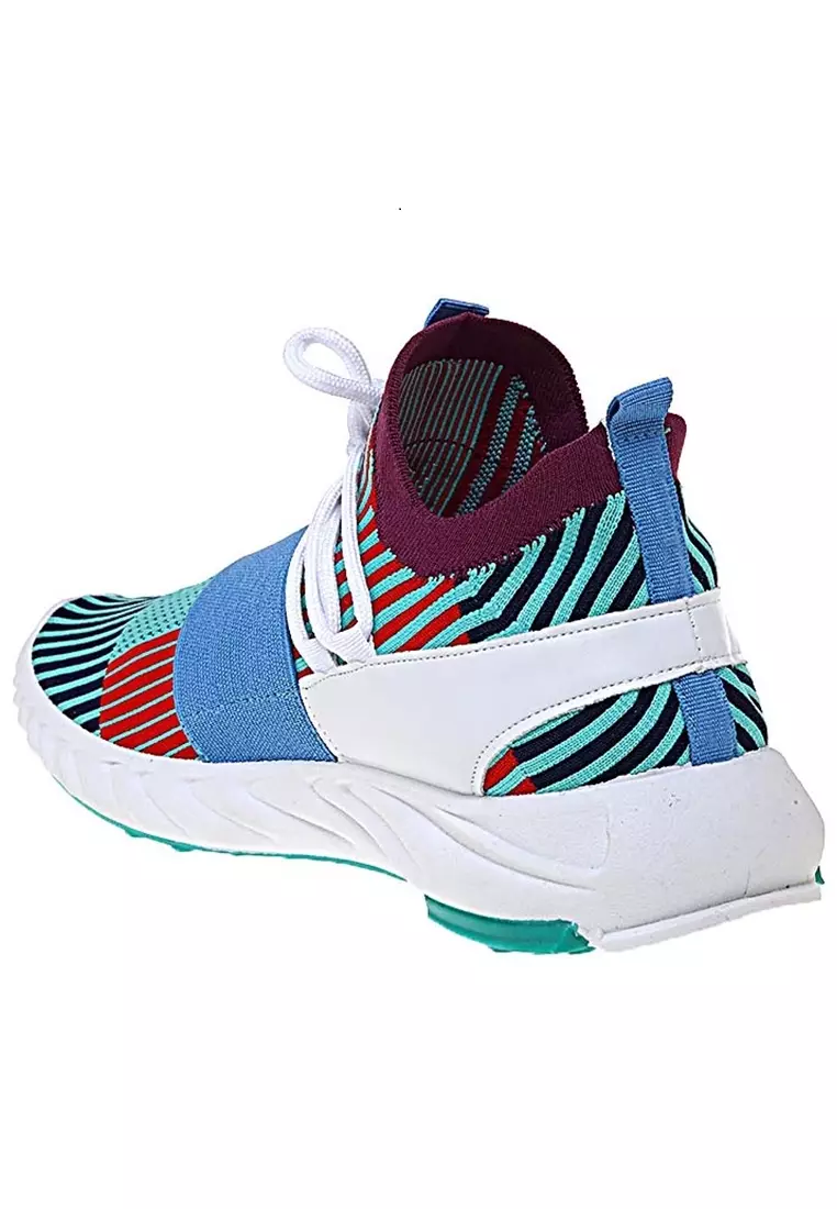 Chayton Sepatu Olahraga Pria Sneakers Casual Sport Shoes Motif Garis Material Flyknit Mesh ORIGINAL - Green tosca