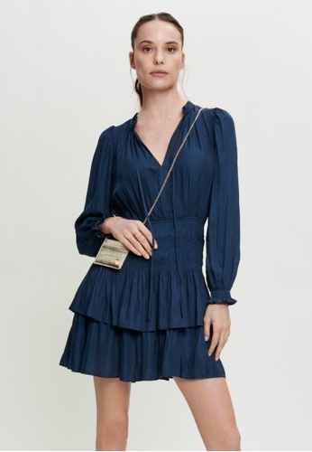 Buy Maje Satin Dress With Ruffles 2023 Online | ZALORA Singapore