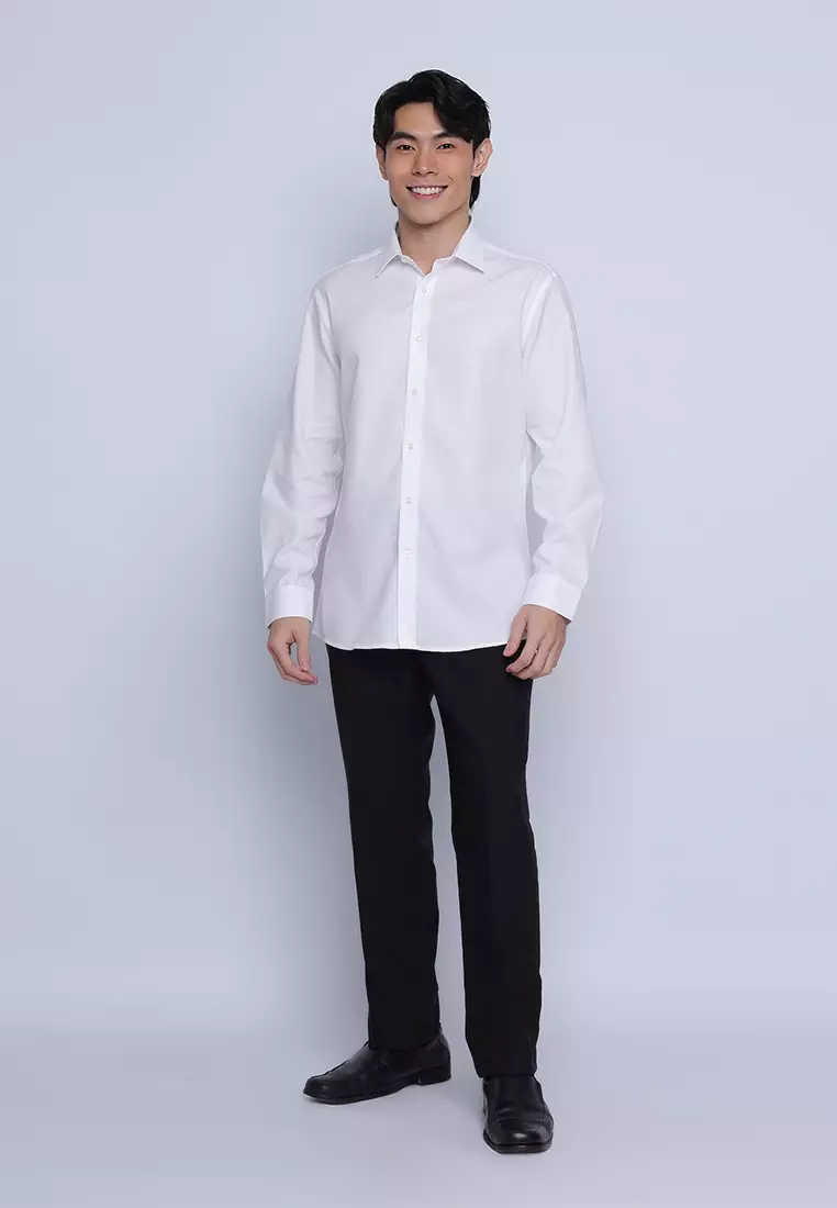 Plain White Two Ply Dress Shirt