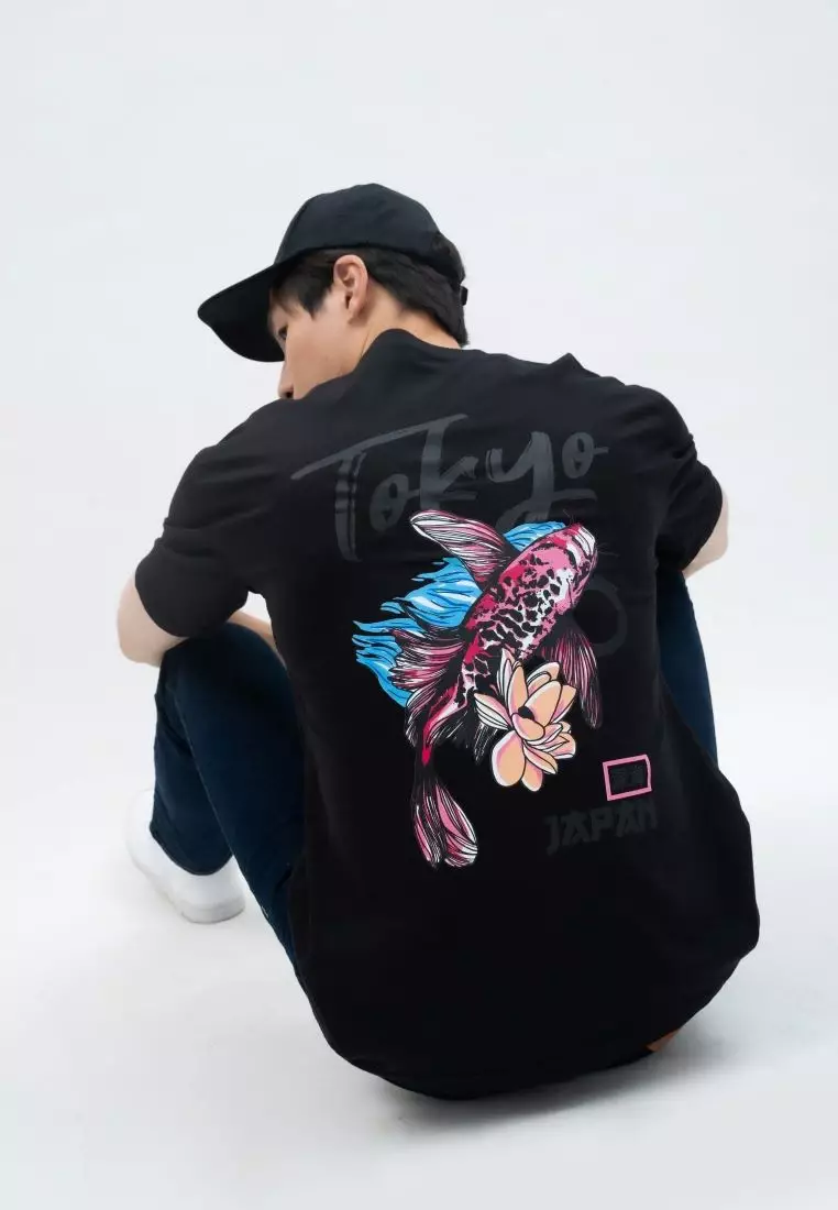 Houseofcuff T-shirt Kaos Hitam Motif Tokyo Ikan Tersedia Size S-4XL