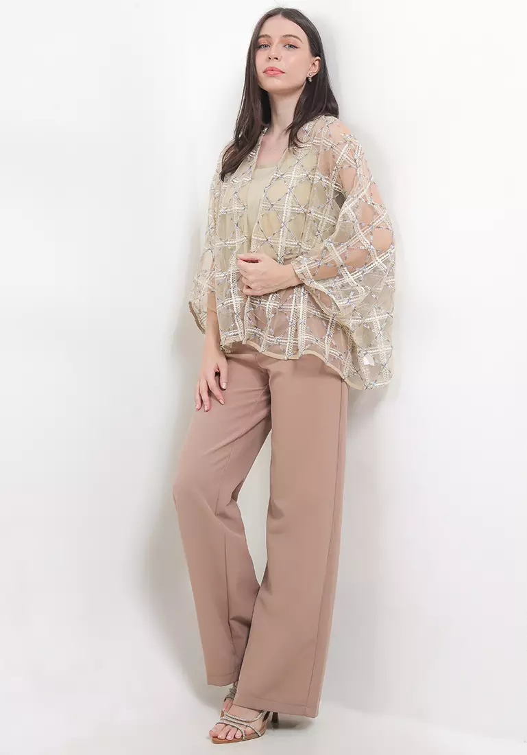 Metallic Geometrical Tulle Outer