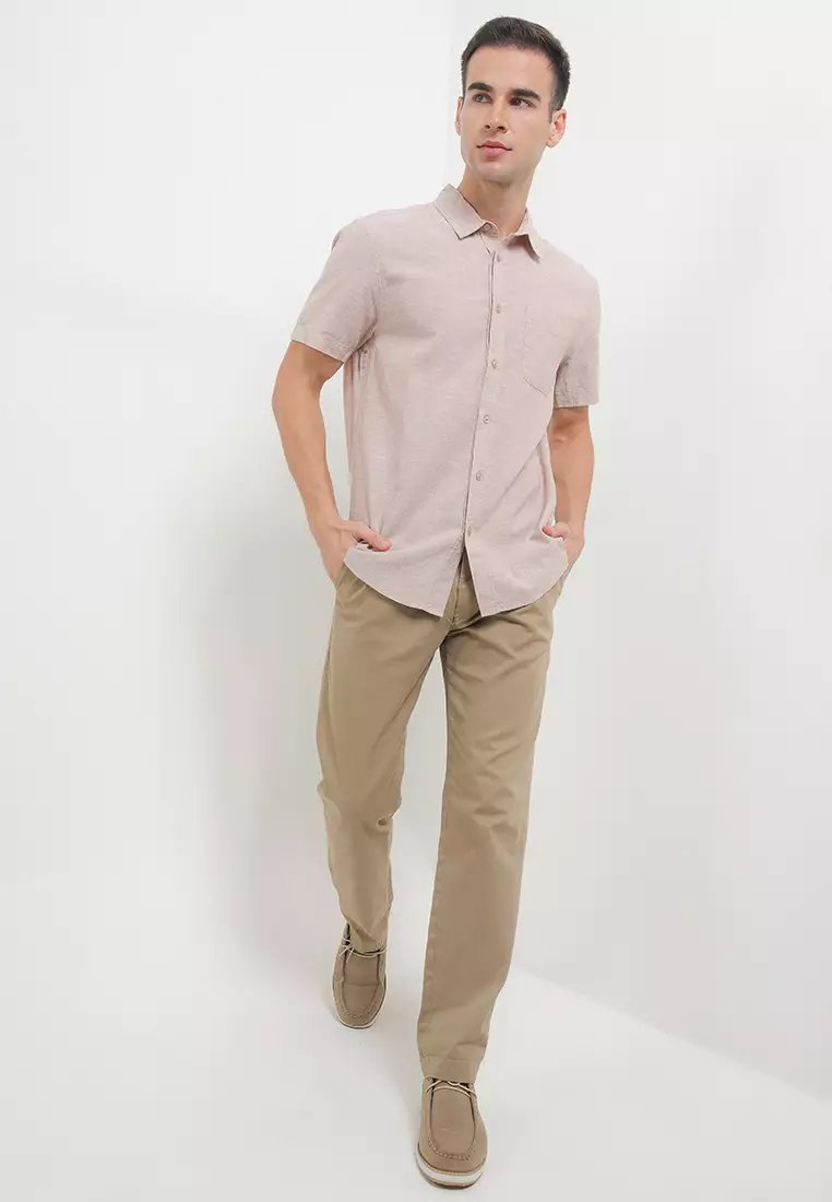 Men's Short Sleeve Linen Cotton Shirt
